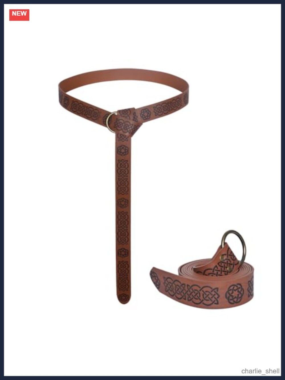 Medieval Retro Viking Embossed PU Leather Belt LARP Ren Faire Costume